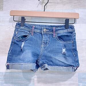 TOMMY BAHAMA Cuffed Denim Shorts Blue Distressed Stretch Jeans Girls 8